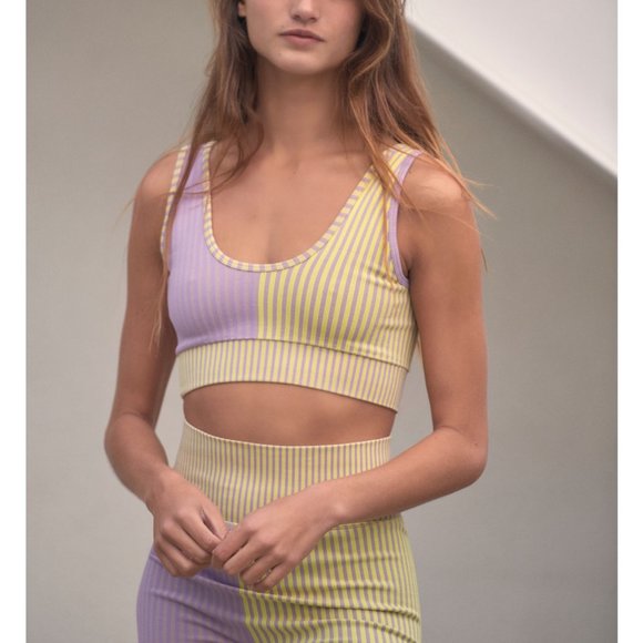 🎉LAST CHANCE🎉 NWT FP Movement Stripe Mix Bra / Yellow + Purple Combo - Picture 4 of 5